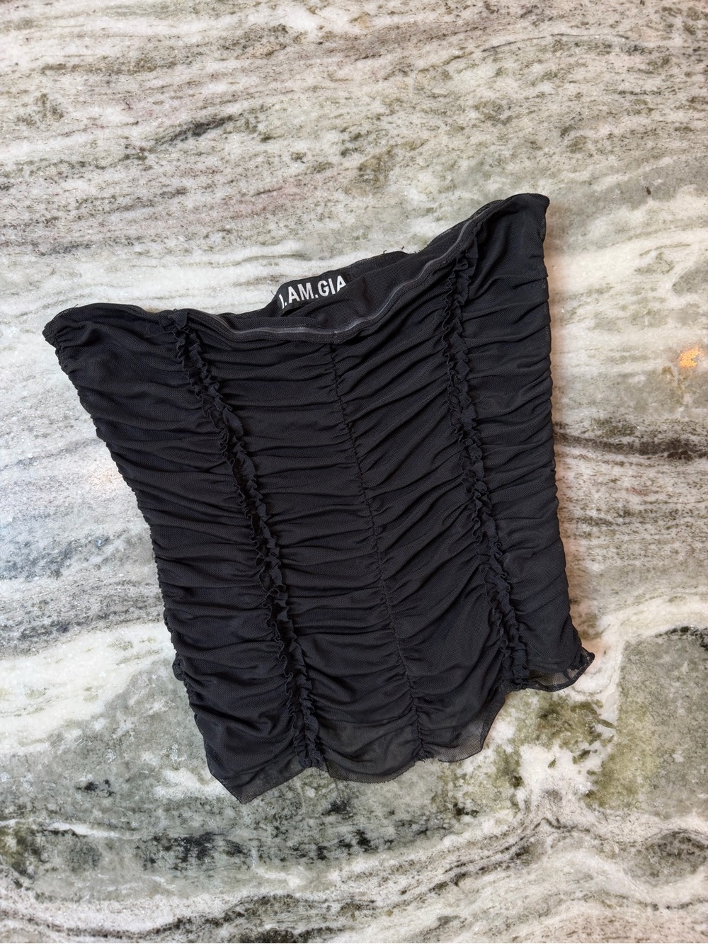 I.AM.GIA Black Ruched Strapless Top
Size Large
